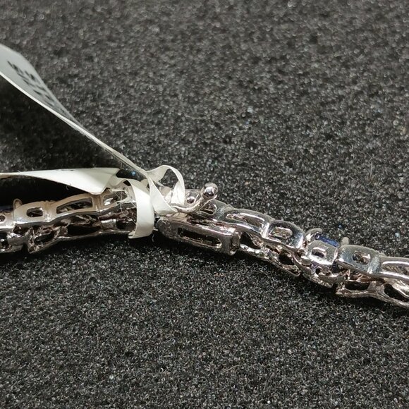 .925 Sterling Silver Blue Sapphire X-Link Tennis Bracelet 7.25" 15g NWT FMC - Picture 7 of 15